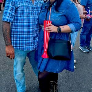 Denim long sleeve dress 2X